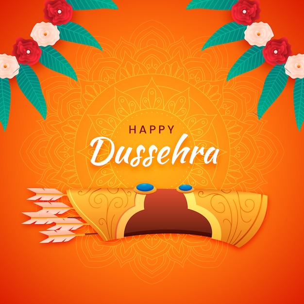 Vettore gratuito illustrazione per la celebrazione del festival di dussehra