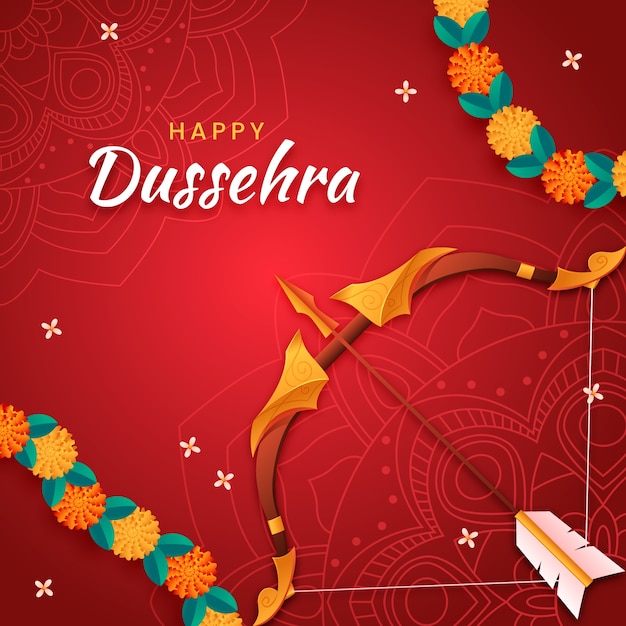 Vettore gratuito illustrazione per la celebrazione del festival di dussehra