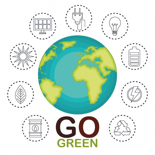 Free Vector illustration of environmental and ecology set icons