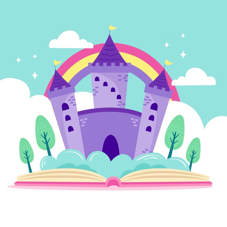 Бесплатный Вектор иллюстрация сказочного замка в книге