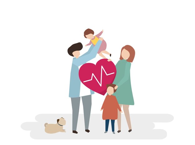 Illustration of family healthcare