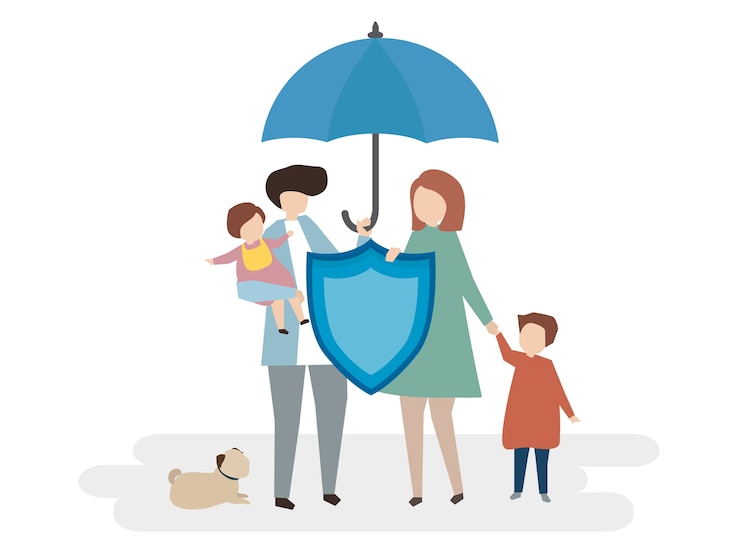 Free Vector illustration of family life insurance
