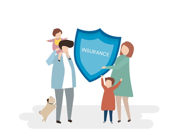 Free vector illustration of family life insurance