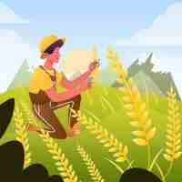 Vettore gratuito illustrazione dell'agricoltore sul campo