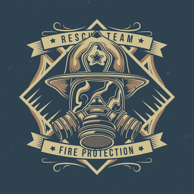 Иллюстрация пожарного с противогазом