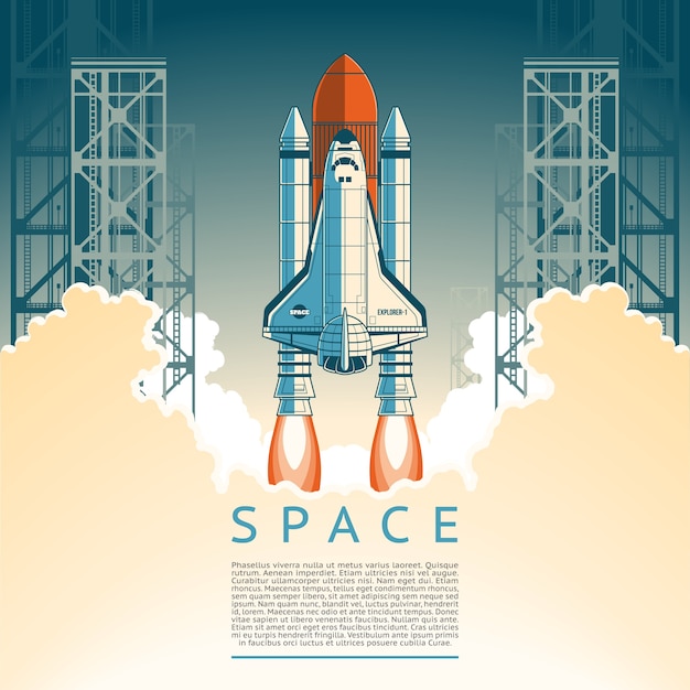 Free vector illustration of a flat style rocket takes off