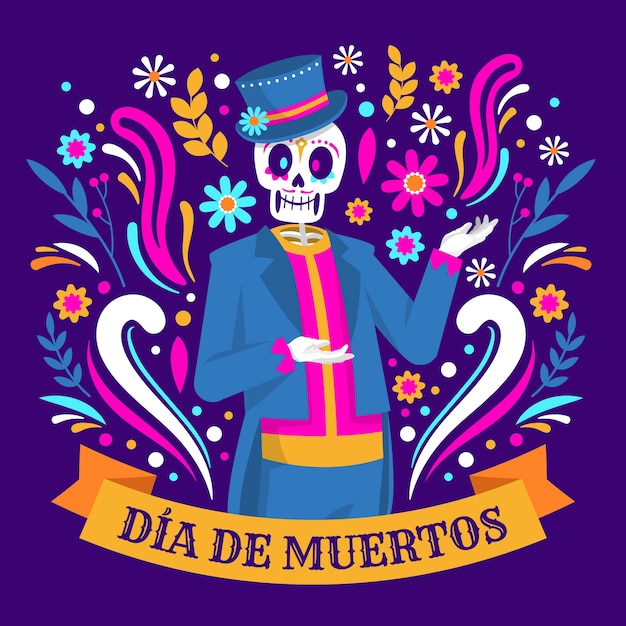 무료 벡터 dia de muertos 휴가를 위한 일러스트레이션