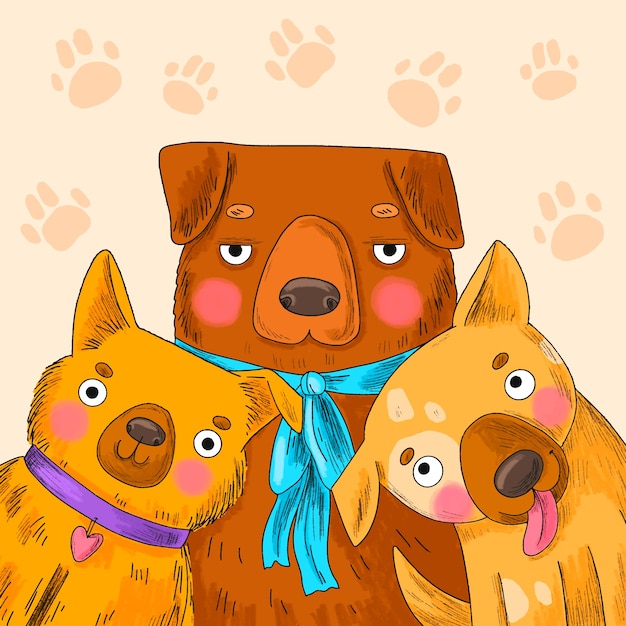 無料ベクター 国際犬の日のお祝いのイラスト