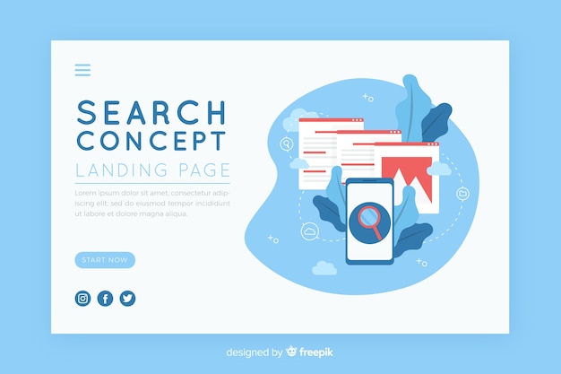 無料ベクター 検索コンセプトのランディングページのイラスト