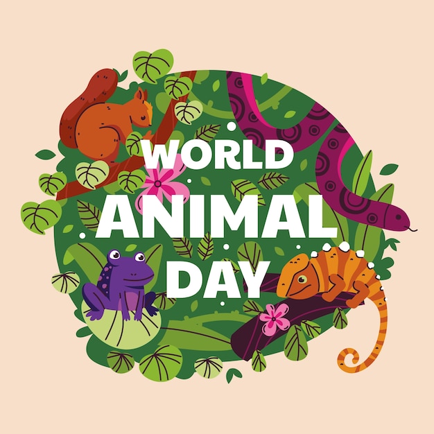 Бесплатное векторное изображение Иллюстрация к празднованию всемирного дня животных