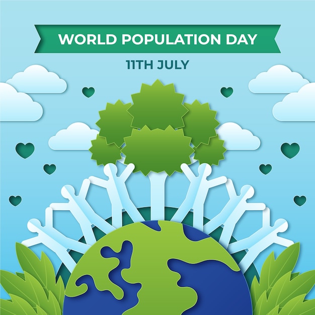 무료 벡터 세계 인구의 날 인식을 위한 일러스트레이션
