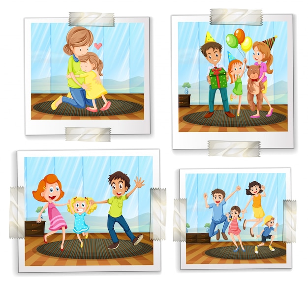 Illustration of four family photos