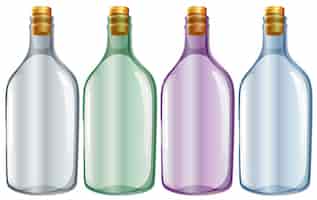 Free vector illustration of the four glass bottles on a white background