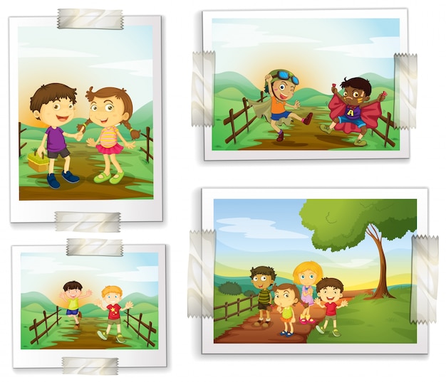 Иллюстрация четырех фотографий детей