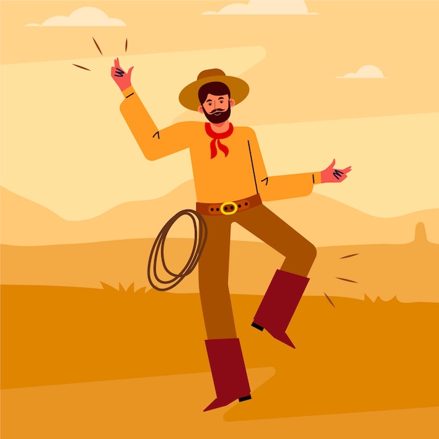 Free vector illustration of gaucho dancing in hand drawn style