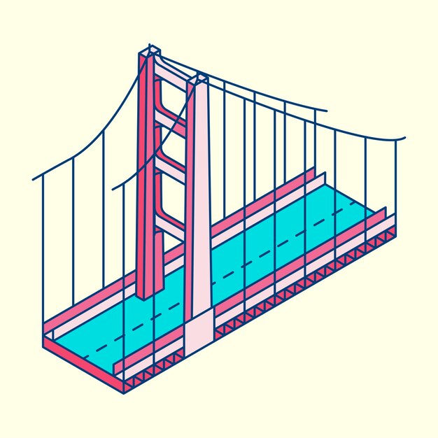 Иллюстрация Золотого моста ворот Сан-Франциско в США