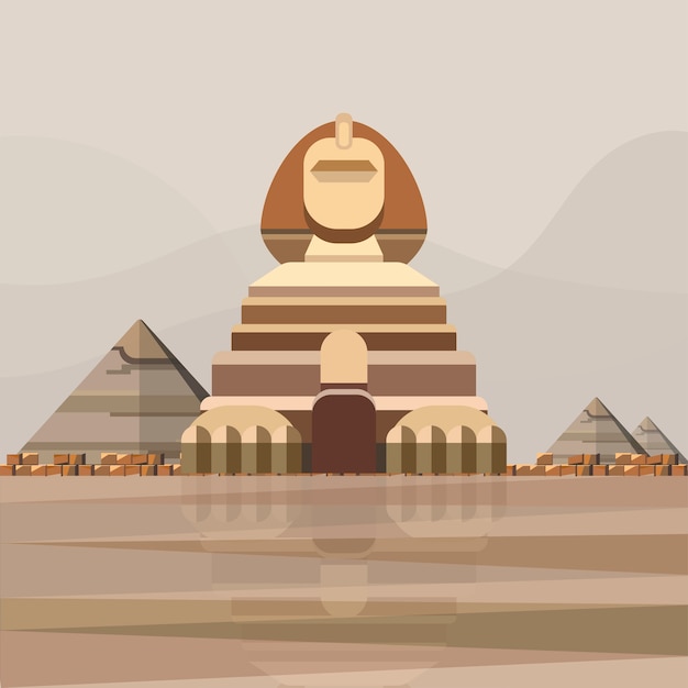 Vettore gratuito illustrazione della grande sfinge di giza