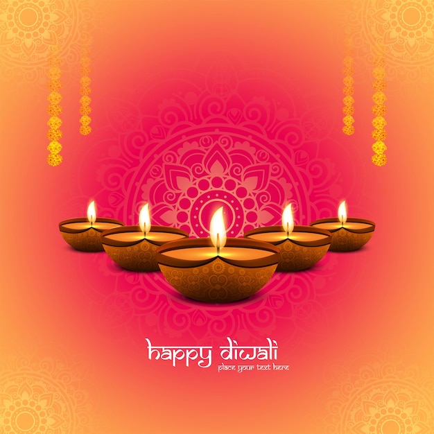 Free vector illustration or greeting card for happy diwali festival holiday background