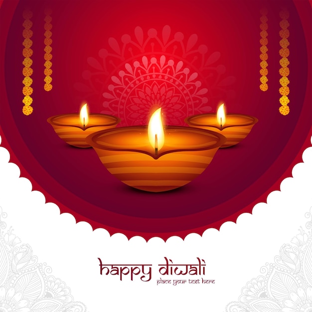 Illustrazione o biglietto di auguri per lo sfondo felice delle vacanze del festival di diwali