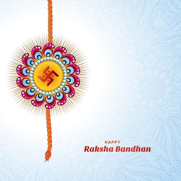 Free vector illustration of greeting card with decorative rakhi for raksha bandhan background