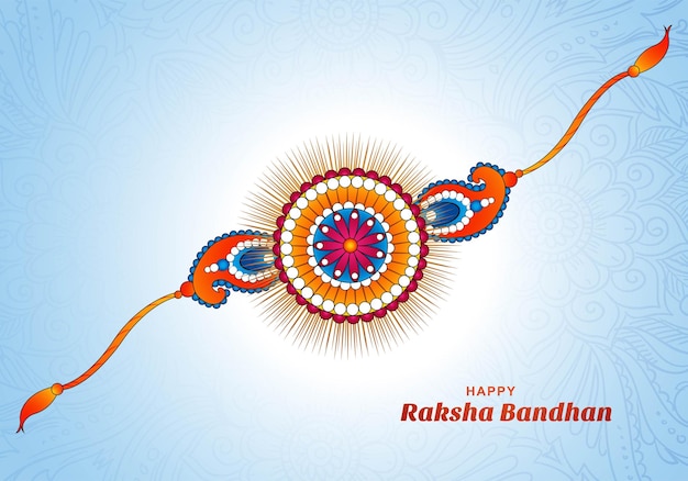 Free vector illustration of greeting card with decorative rakhi for raksha bandhan background