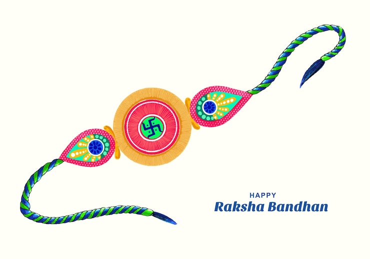 मुफ़्त वेक्टर illustration of greeting card with decorative rakhi for raksha bandhan background