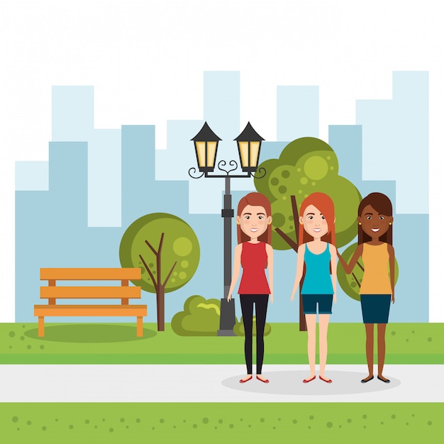 Free vector illustration of group of people in the park