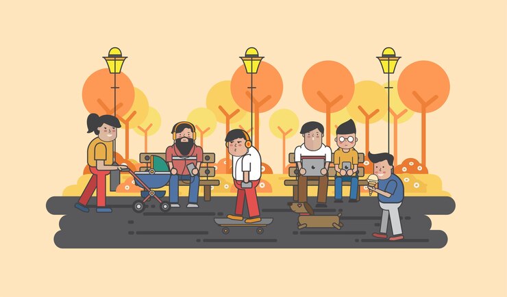 Free Vector illustration of guys hanging in the park