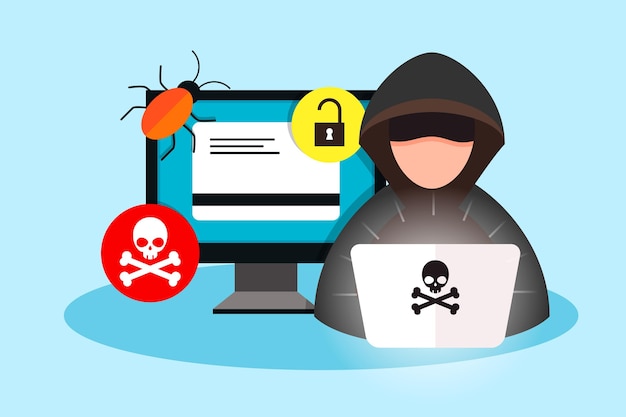 Free vector illustration of hacker activity concept