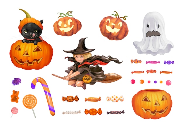 Vettore gratuito illustrazione delle icone a tema halloween