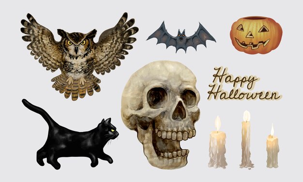 Illustration of Halloween themed icons