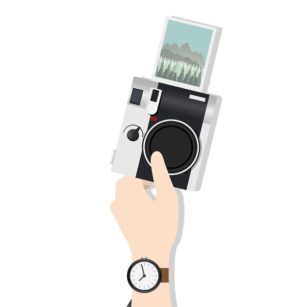 Illustration of hand holding camera