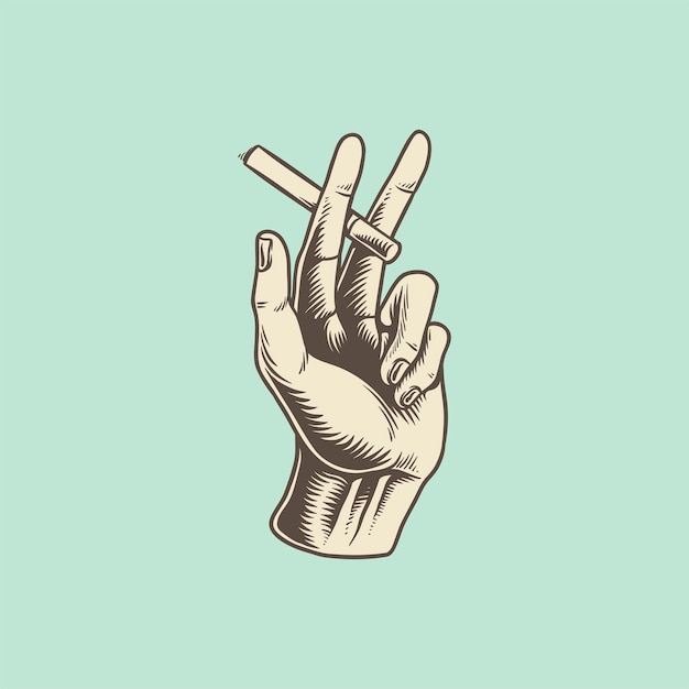 Free vector illustration of hand with cigarette icon