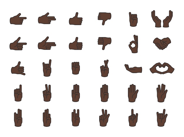 Free vector illustration of hands gesture set in thin line