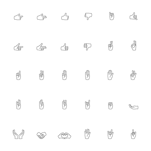 Free vector illustration of hands gesture set in thin line