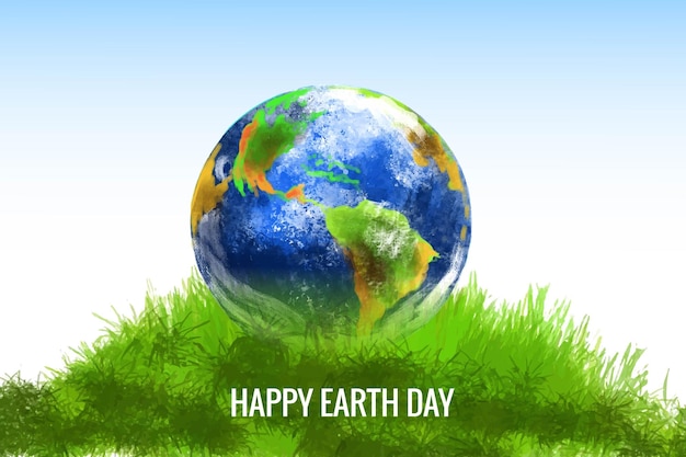 Free vector illustration of a happy earth day environment concept card background