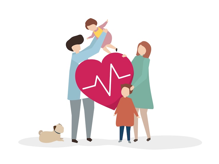 Free Vector illustration of a happy healthy family