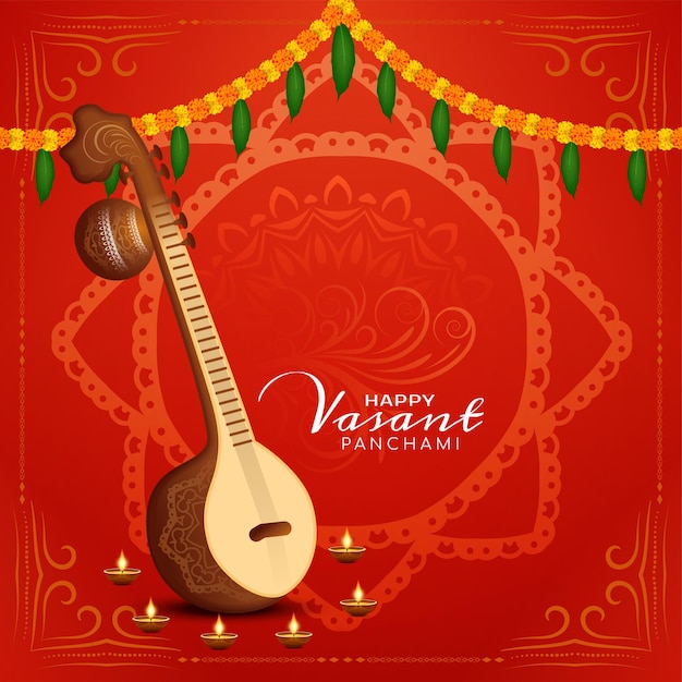 Illustration of Happy Vasant Panchami festival background vector