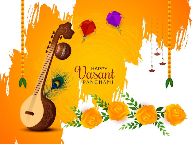 Free vector illustration of happy vasant panchami festival background