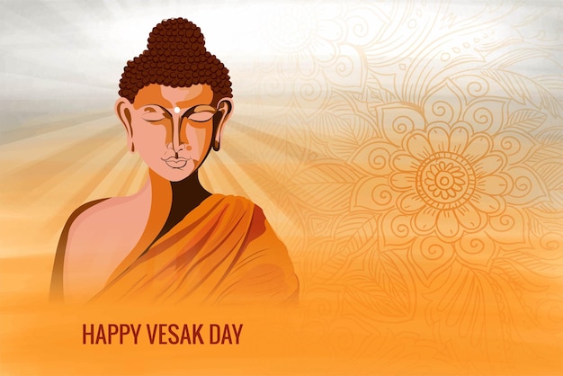 Free vector illustration for happy vesak day celebration card background