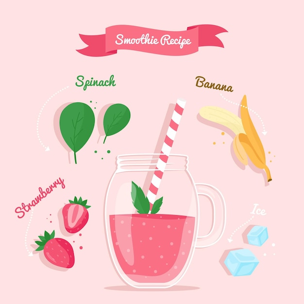 Free vector illustration of healthy smoothie recipe