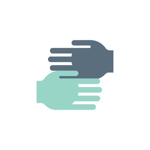 Illustration of helping hands support icons