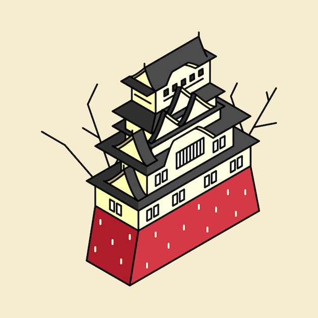 Illustration of himeji castle in japan