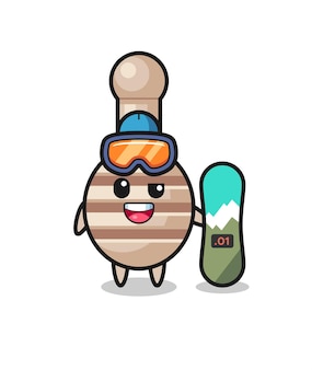 Illustration of honey dipper character with snowboarding style , cute design