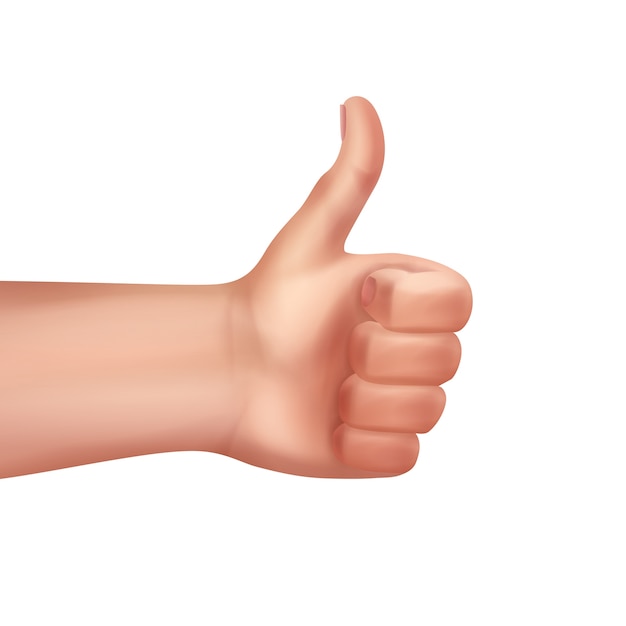 Illustration of human hand thumbs up gesture