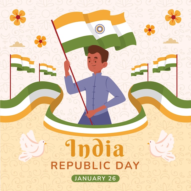 Free vector illustration for indian republic day national holiday