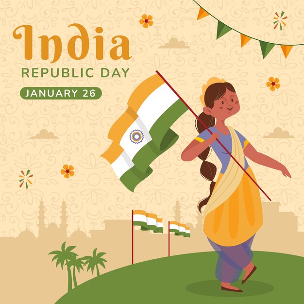 Free vector illustration for indian republic day national holiday