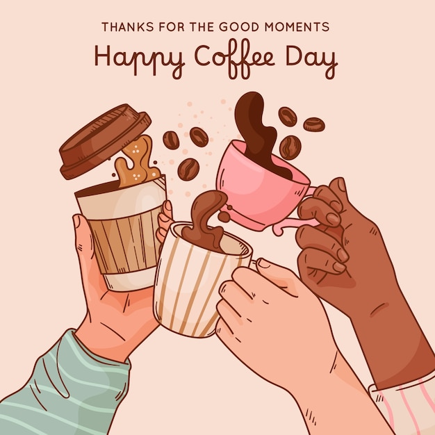 Illustration for international coffee day celebration