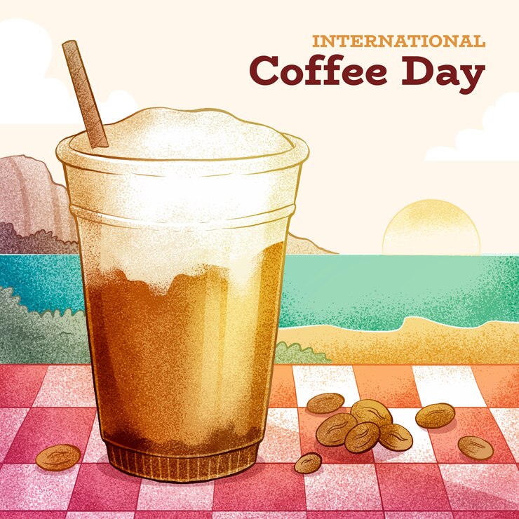 Free Vector illustration for international coffee day celebration