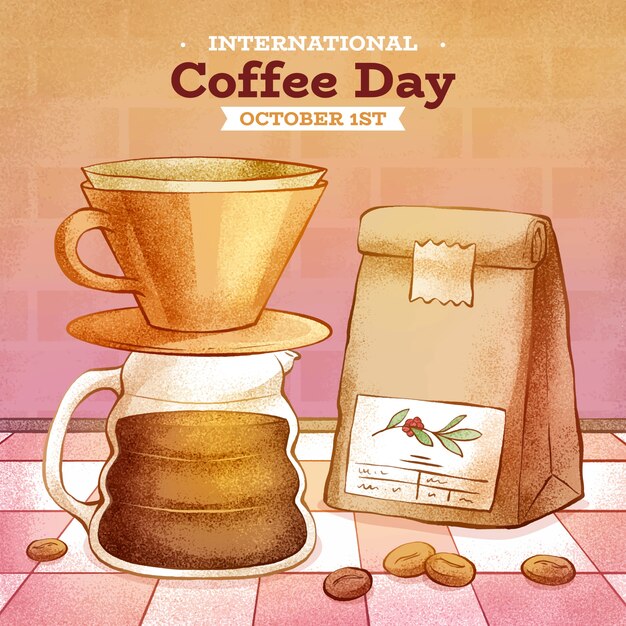 Illustration for international coffee day celebration